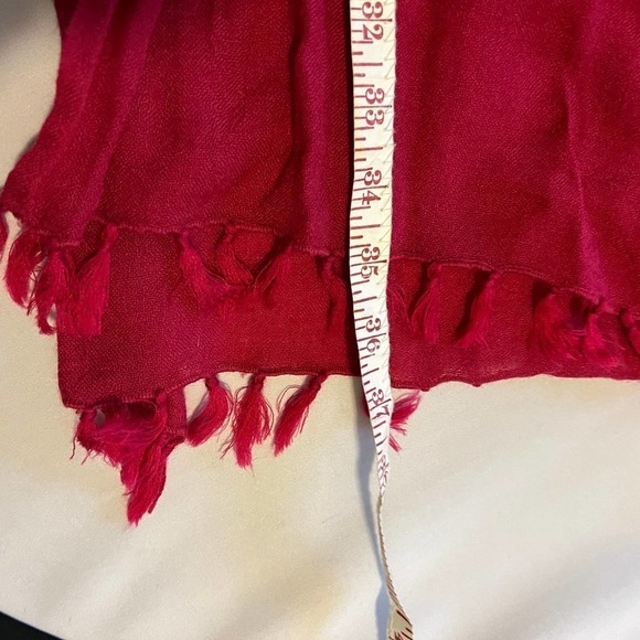 J. Crew Lightweight Wool Blend Dark Red Fringe Scarf - Picture 4 of 6